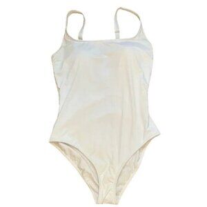 NWT Calme LG 1 Pc Maillot Tank Swimsuit White 117621